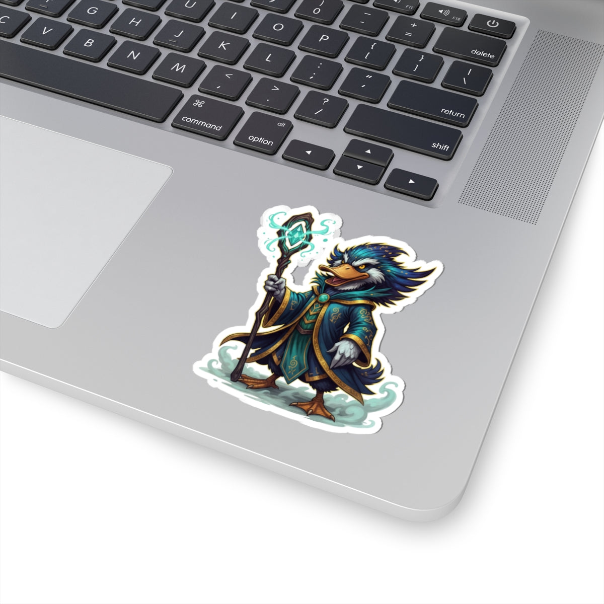 Arcane Duck Mage Sticker — Fantasy Wizard Kiss-Cut Vinyl