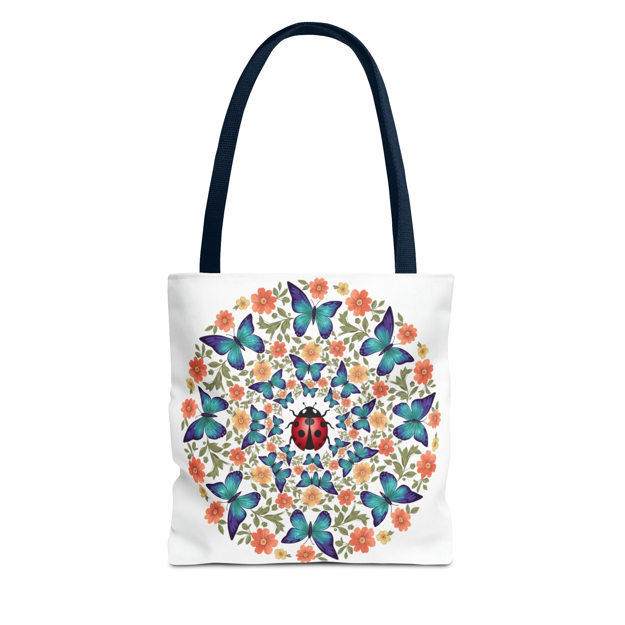 Butterfly & Ladybug Floral Tote Bag – Boho Mandala AOP Beach & Market Bag