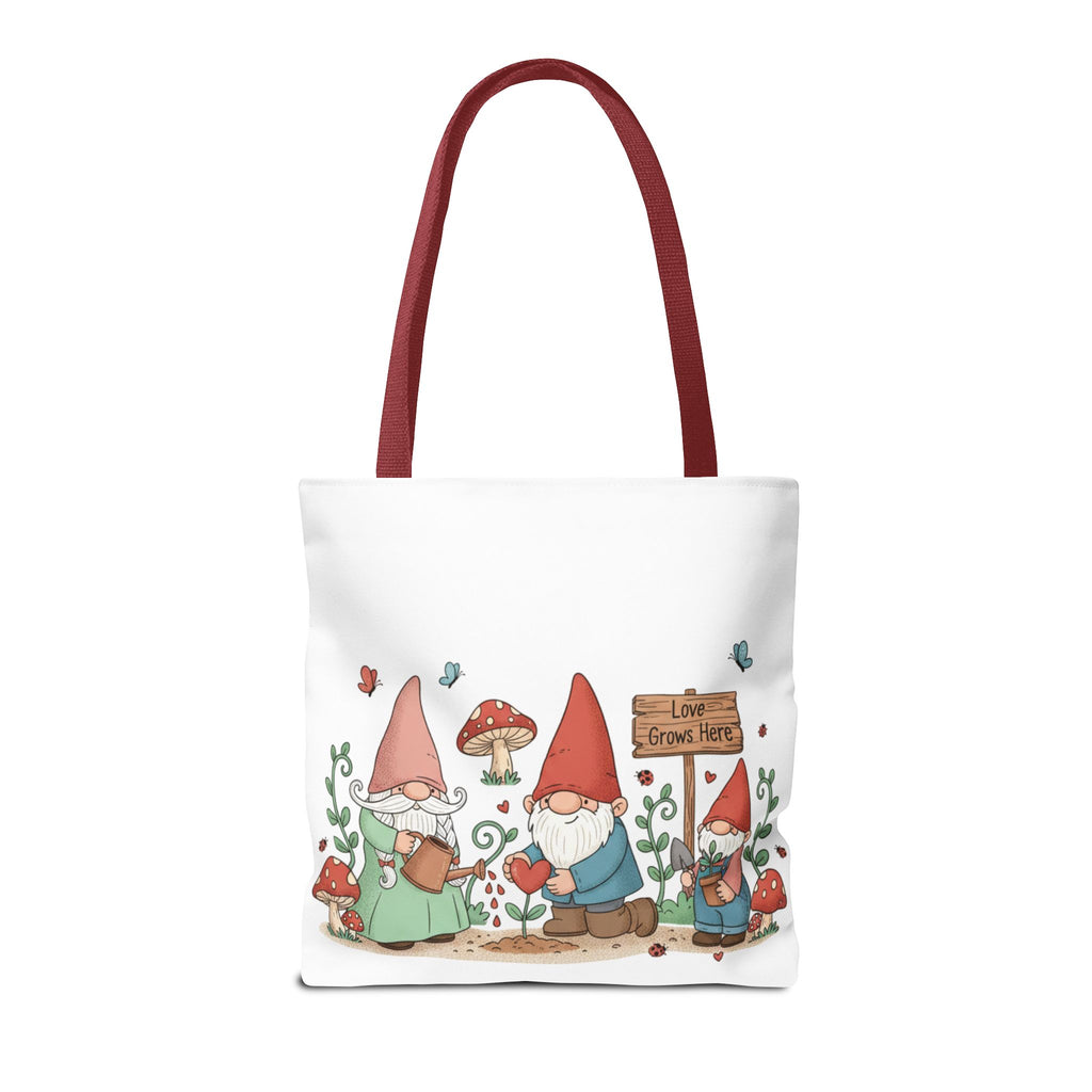 Gnome Garden Tote Bag — Cute Gardening Gnomes "Love Grows Here" Canvas Tote