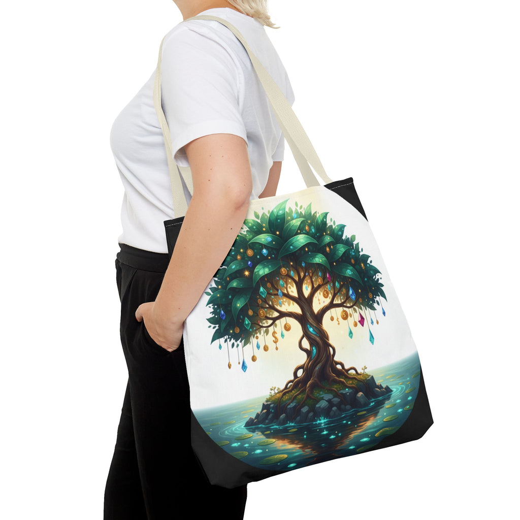 Enchanted Tree Tote Bag - Mystical Gem-Decorated Tree All-Over Print