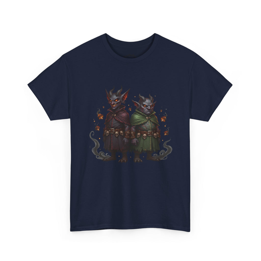 Demonic Twins Graphic Tee — Gothic Fantasy Demon Couple T-Shirt