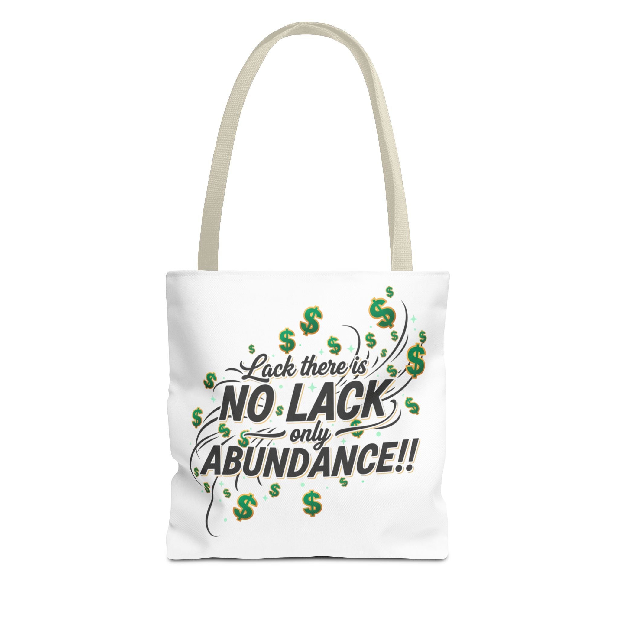 Abundance Tote Bag — "No Lack Only Abundance" Motivational Money Design