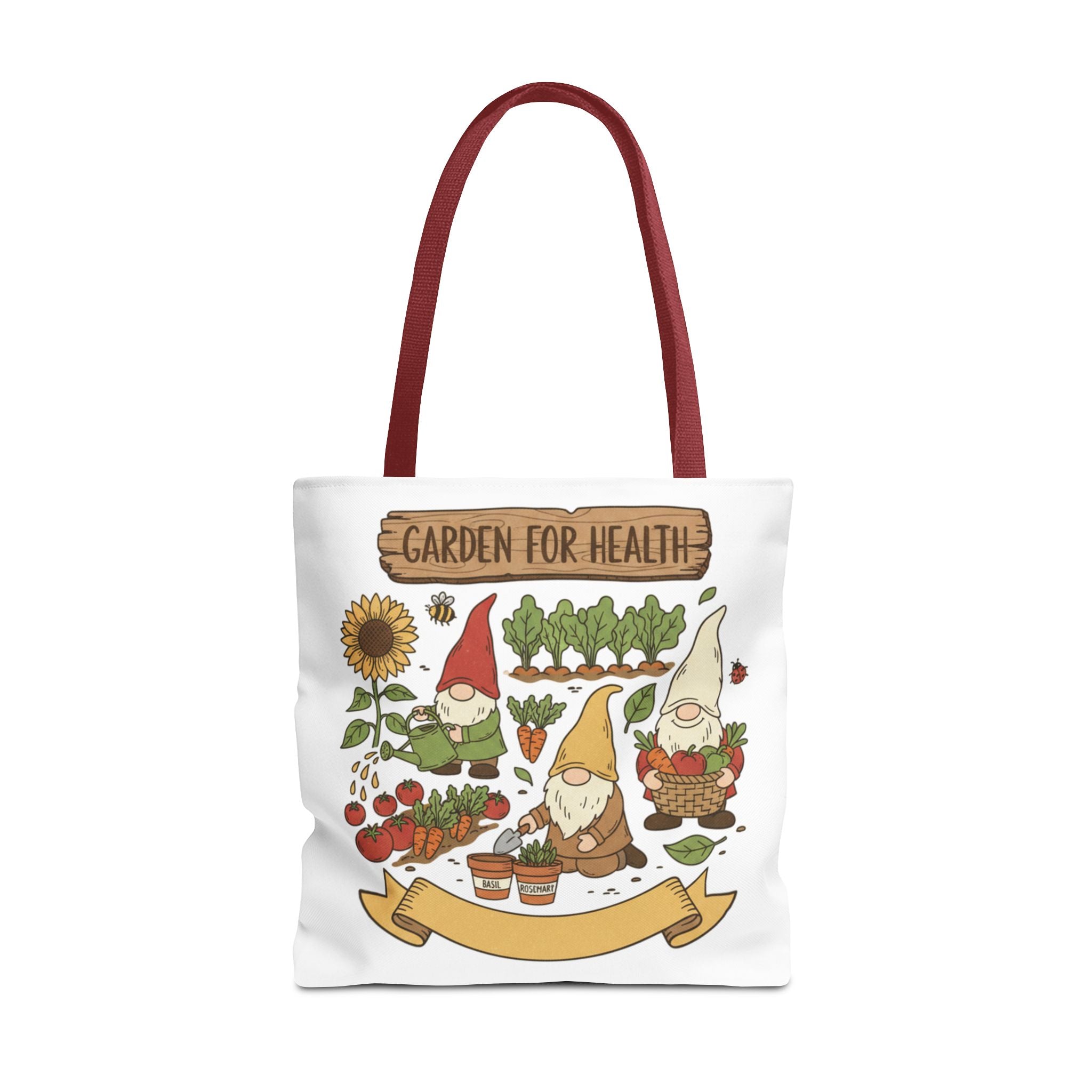 Garden Gnome Tote Bag - "Garden For Health" Cute Eco Shopper