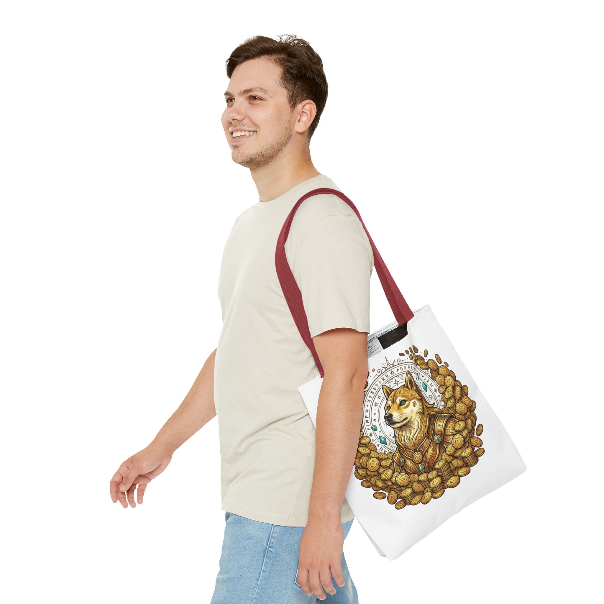 Dogecoin Shiba Inu Coin Pile Tote Bag — Crypto Meme Art Tote
