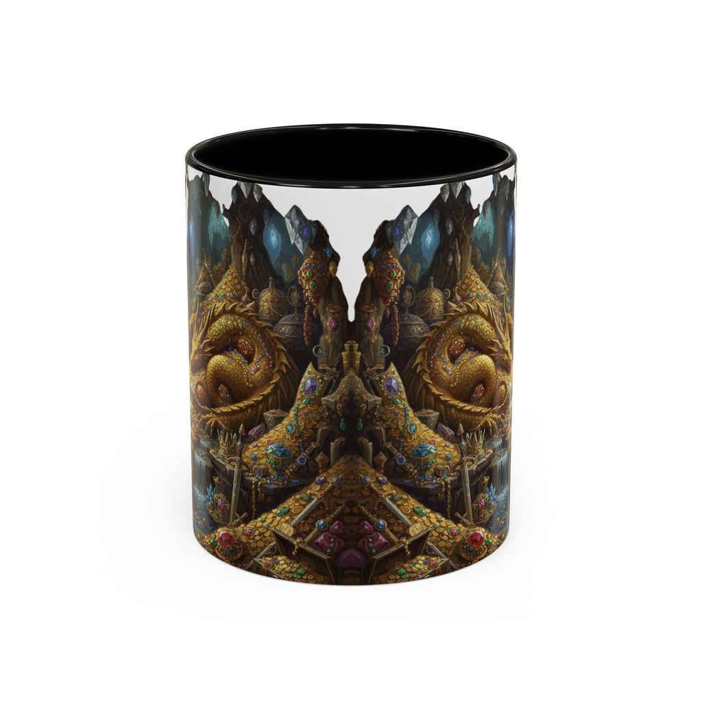 Dragon Hoard Accent Coffee Mug — Fantasy Treasure Landscape (11/15 oz)