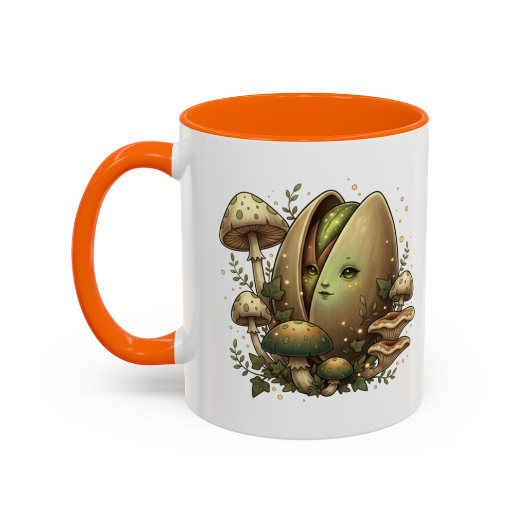 Mushroom Forest Accent Coffee Mug — Cute Woodland Fungi Design (11/15oz)