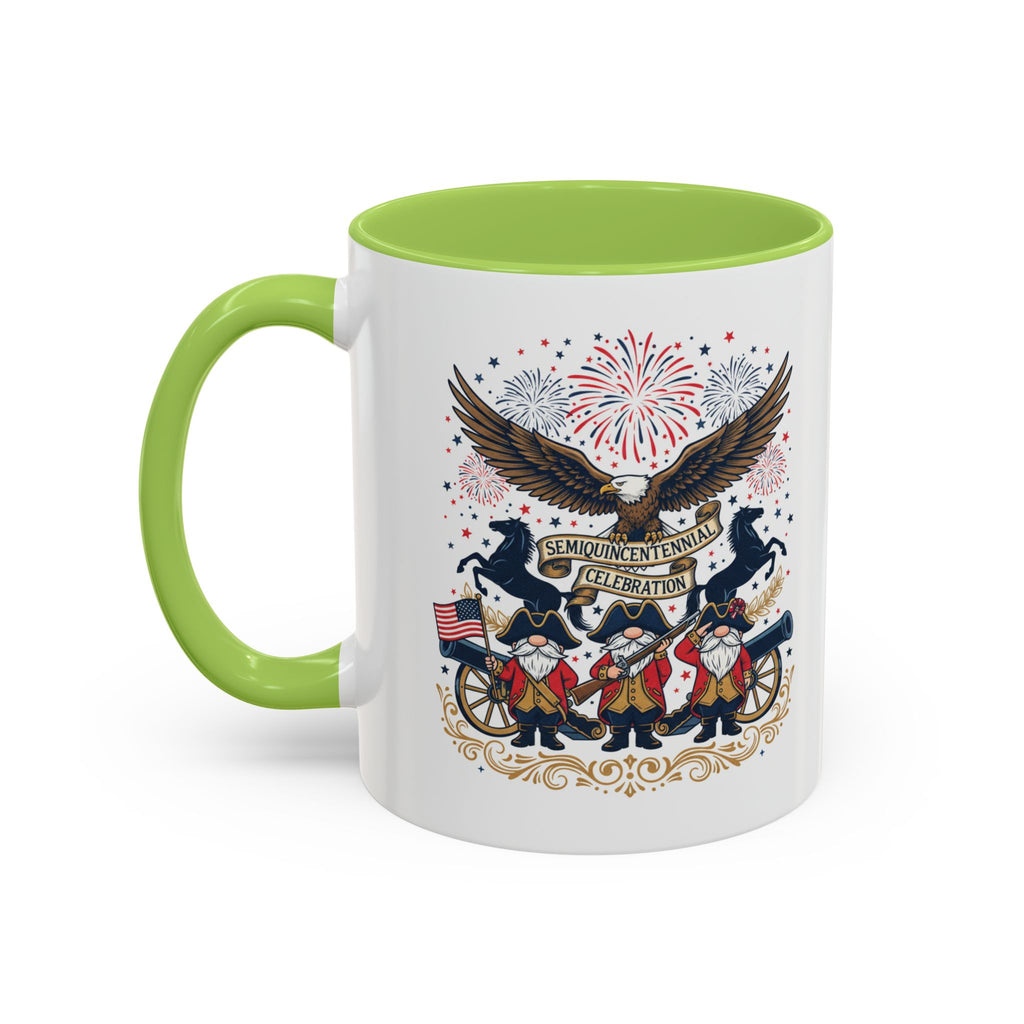 Patriotic Eagle & Revolutionary Soldiers Coffee Mug — Bicentennial Celebration Accent Mug