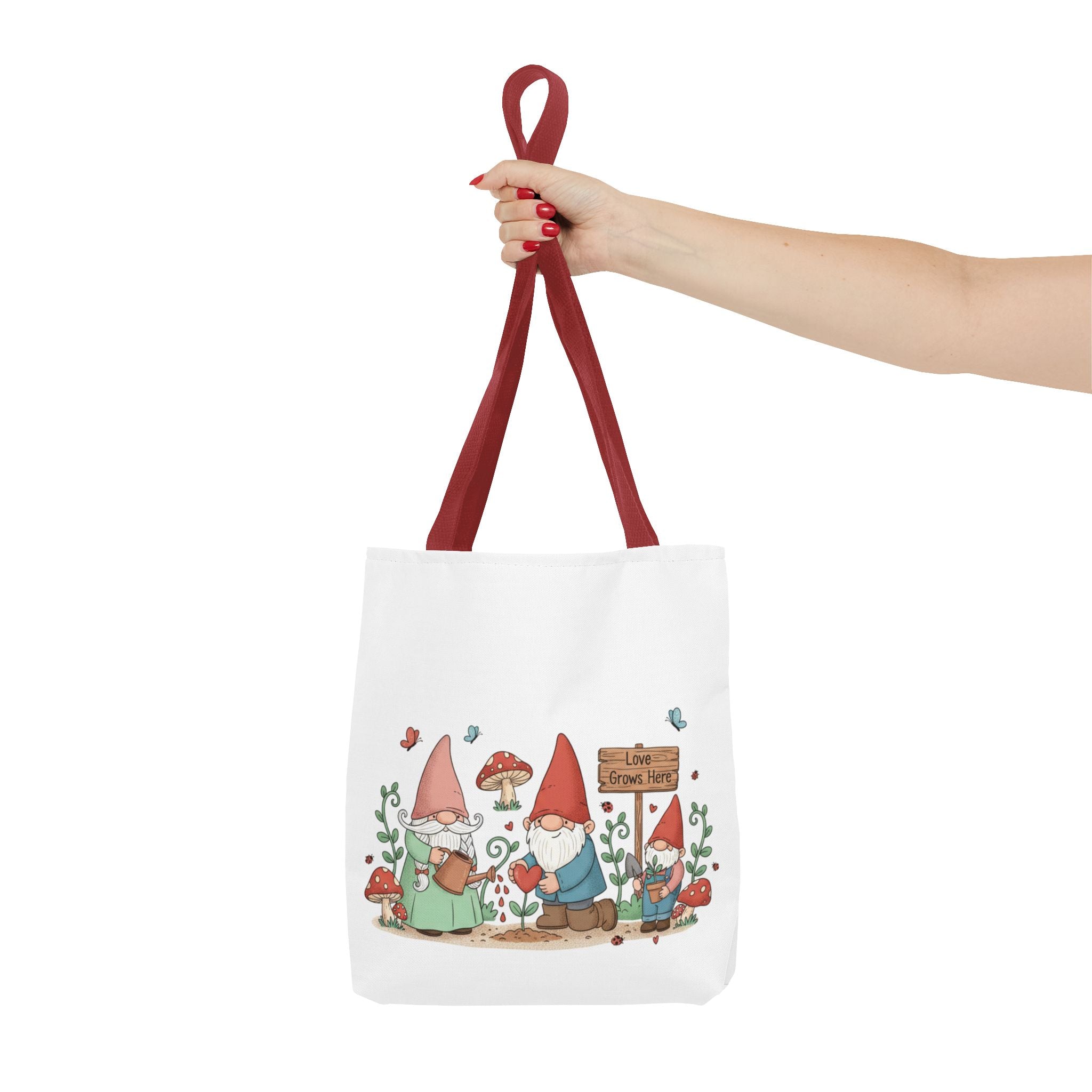 Gnome Garden Tote Bag – Cute Mushroom Gnomes All-Over Print