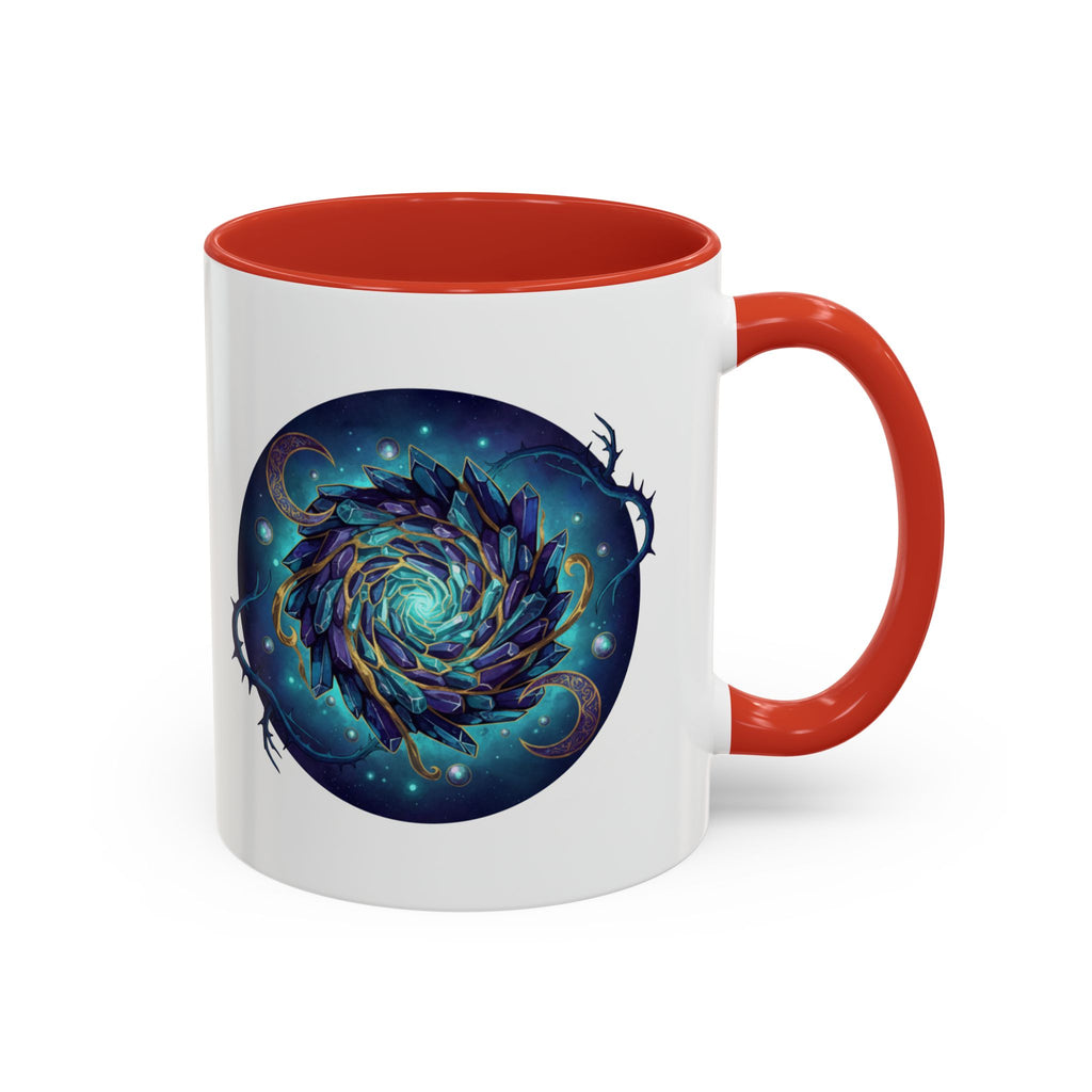 Galaxy Feather Spiral Accent Mug — Cosmic Boho Coffee Cup (11/15oz)