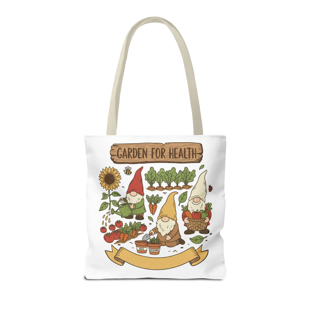 Garden Gnome Tote Bag - "Garden For Health" Cute Eco Shopper
