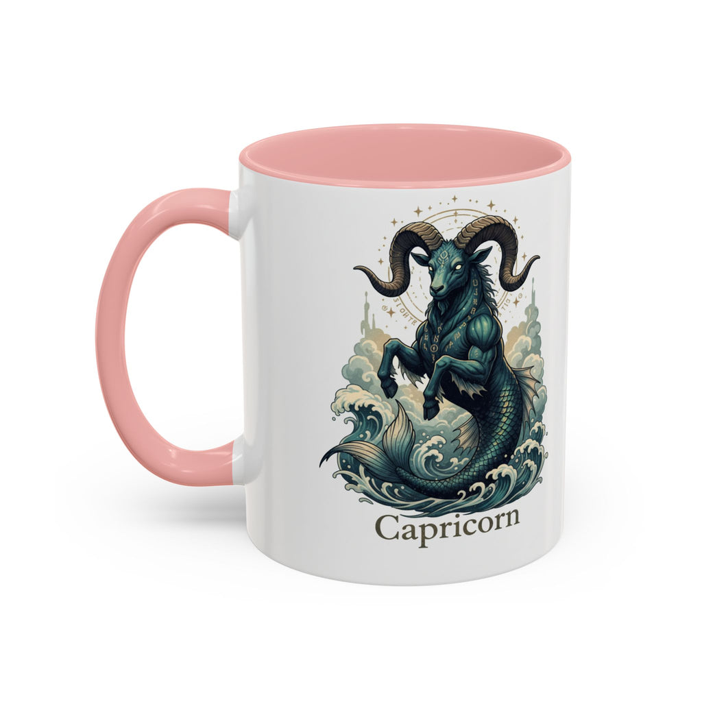 Capricorn Sea-Goat Accent Coffee Mug — Zodiac Astrology Ceramic Gift (11/15oz)