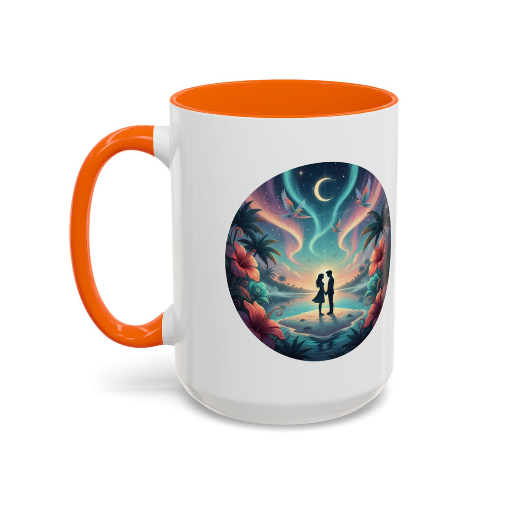 Tropical Sunset Coffee Mug — Romantic Beach Couple Accent Mug (11/15 oz)