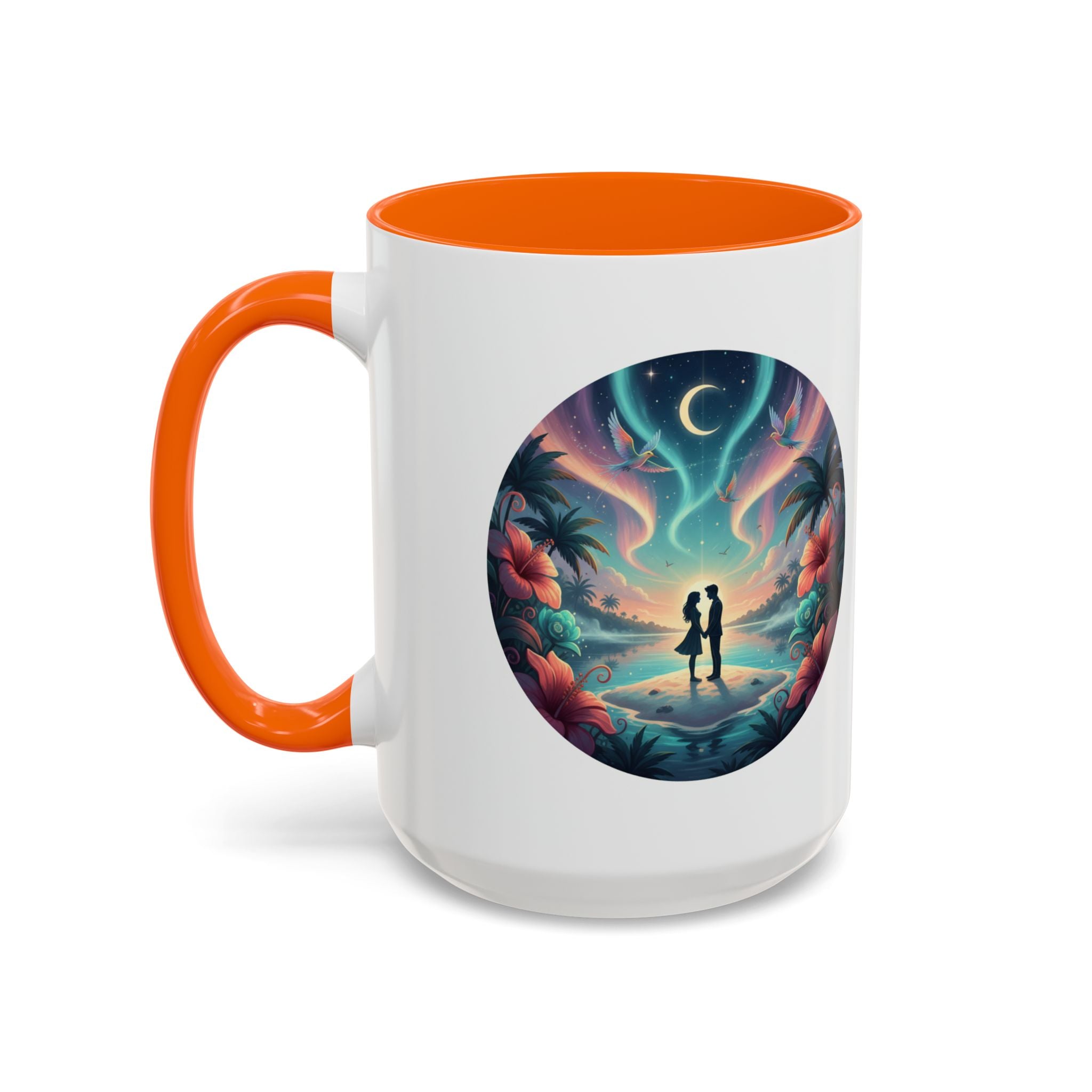 Tropical Sunset Coffee Mug — Romantic Beach Couple Accent Mug (11/15 oz)