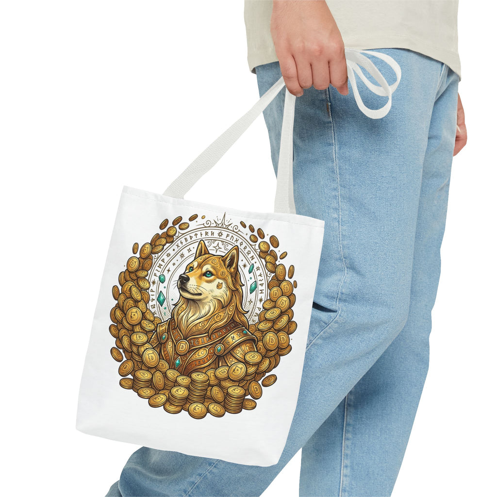 Dogecoin Shiba Inu Coin Pile Tote Bag — Crypto Meme Art Tote