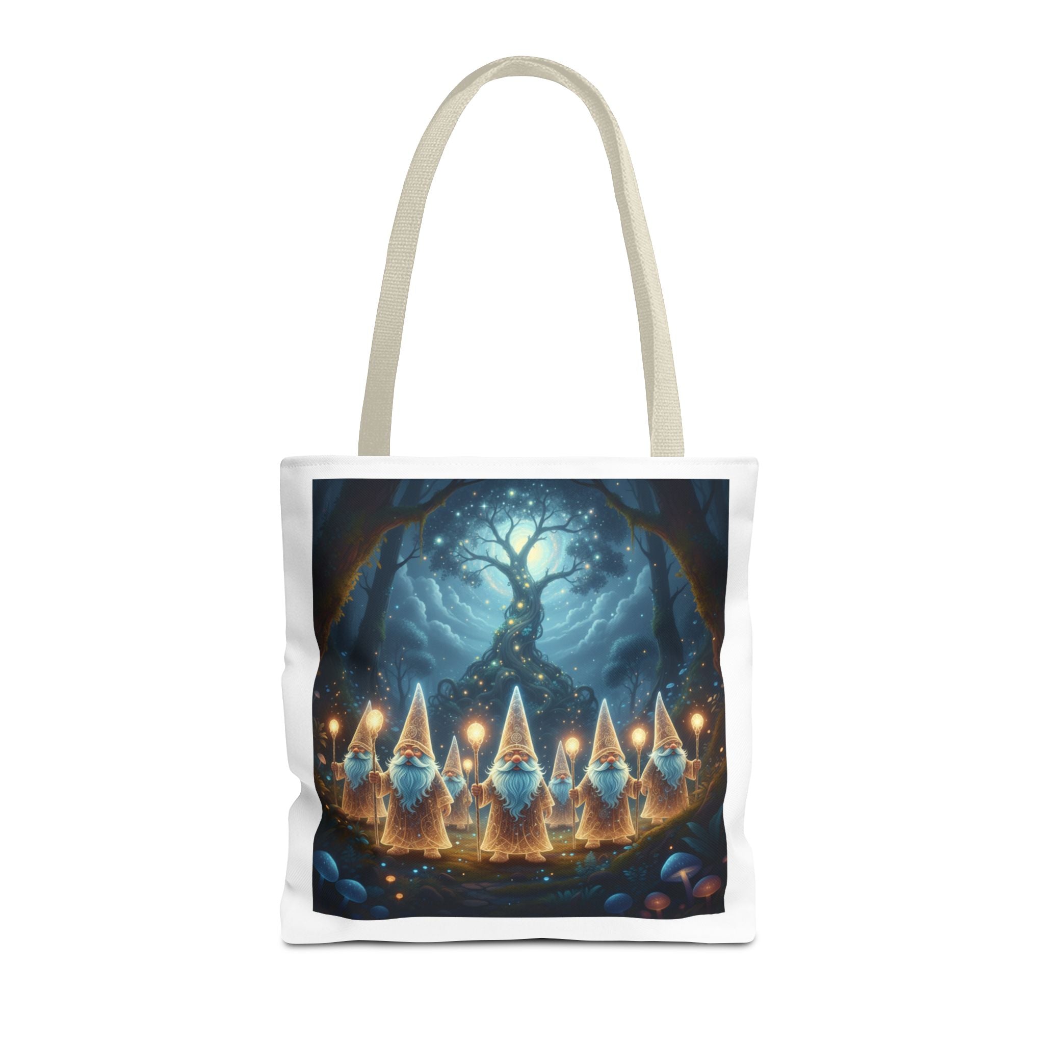 Mystical Gnome Forest Tote Bag — Candlelight Woodland Magic AOP