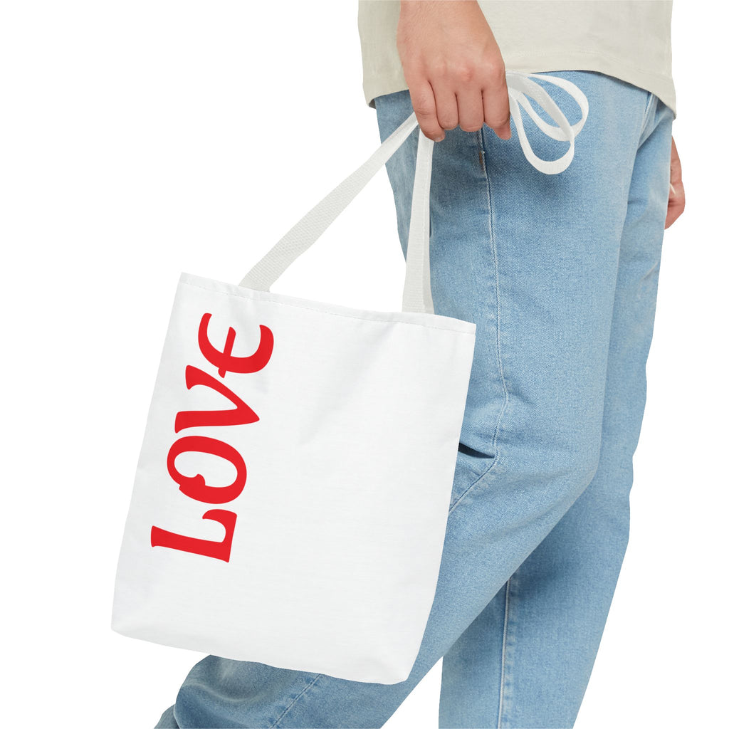 LOVE Vertical Red Tote Bag – Romantic Valentine’s Day Canvas Tote