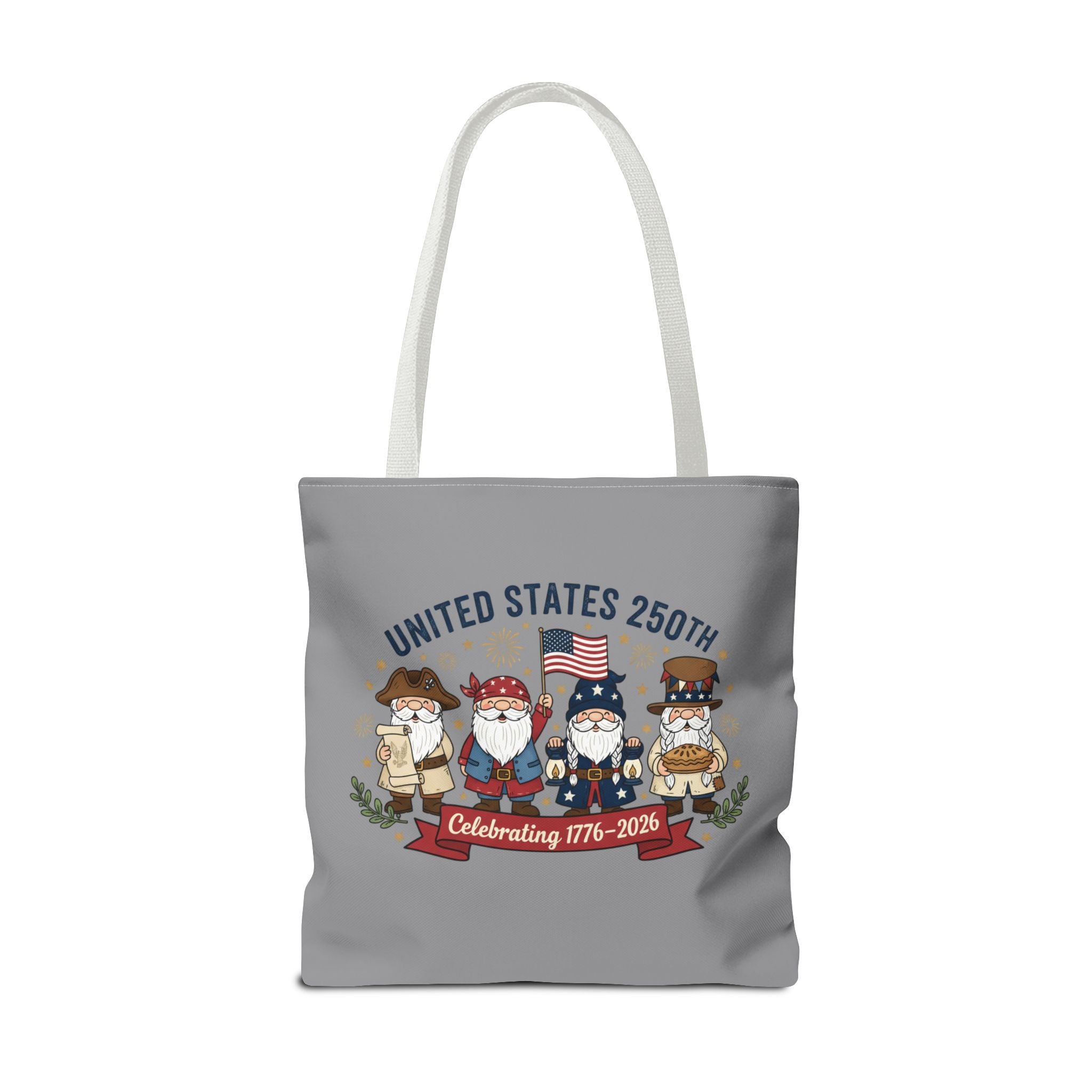 United States 250th Tote Bag — Celebrating 1776–2026 Patriotic Gnome Design