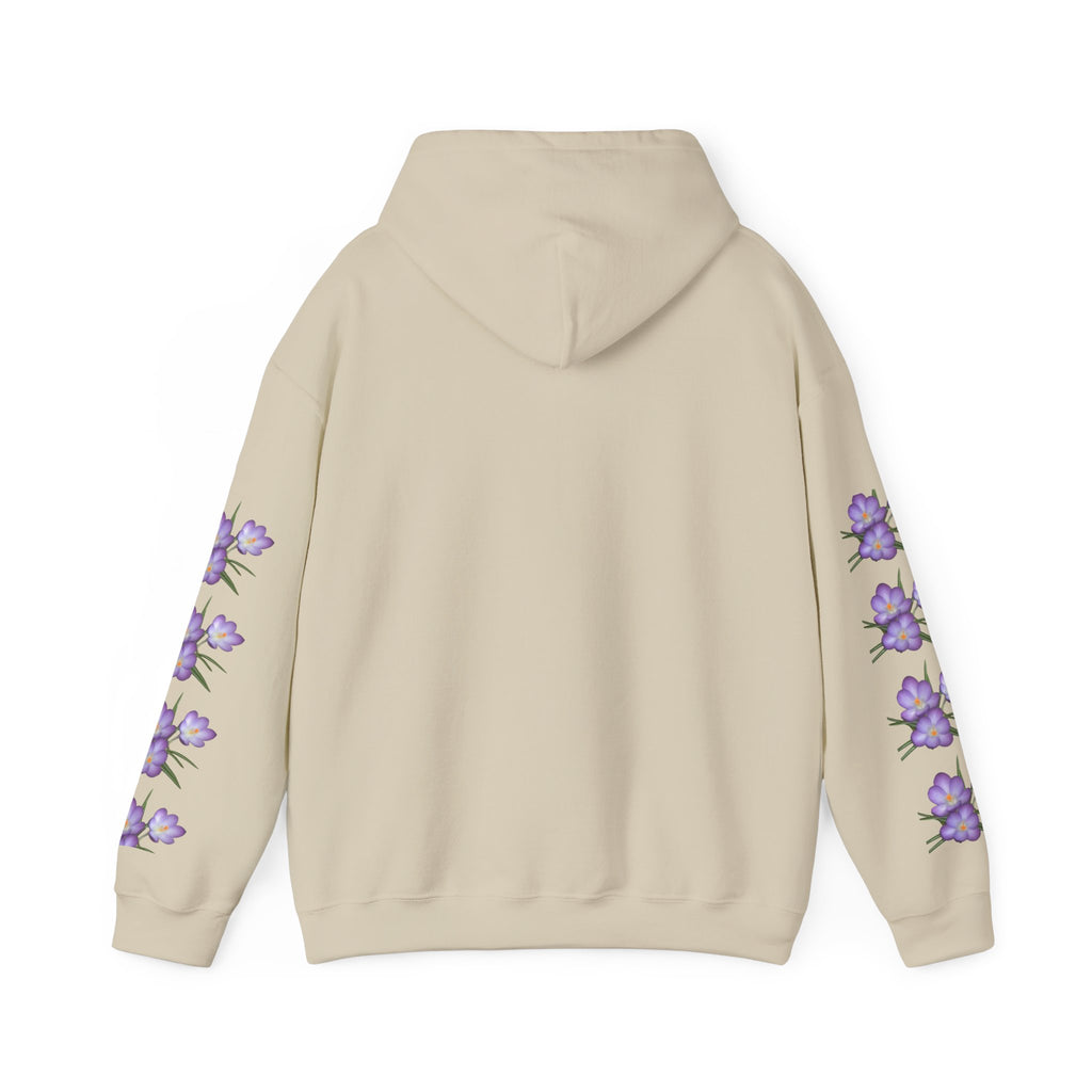 Purple Crocus Floral Hoodie — Spring Flower Graphic Sweatshirt