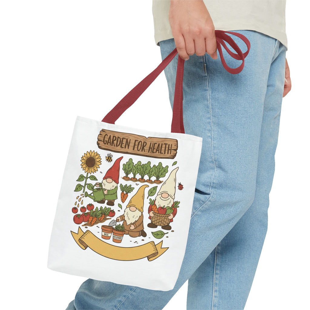 Garden Gnome Tote Bag - "Garden For Health" Cute Eco Shopper