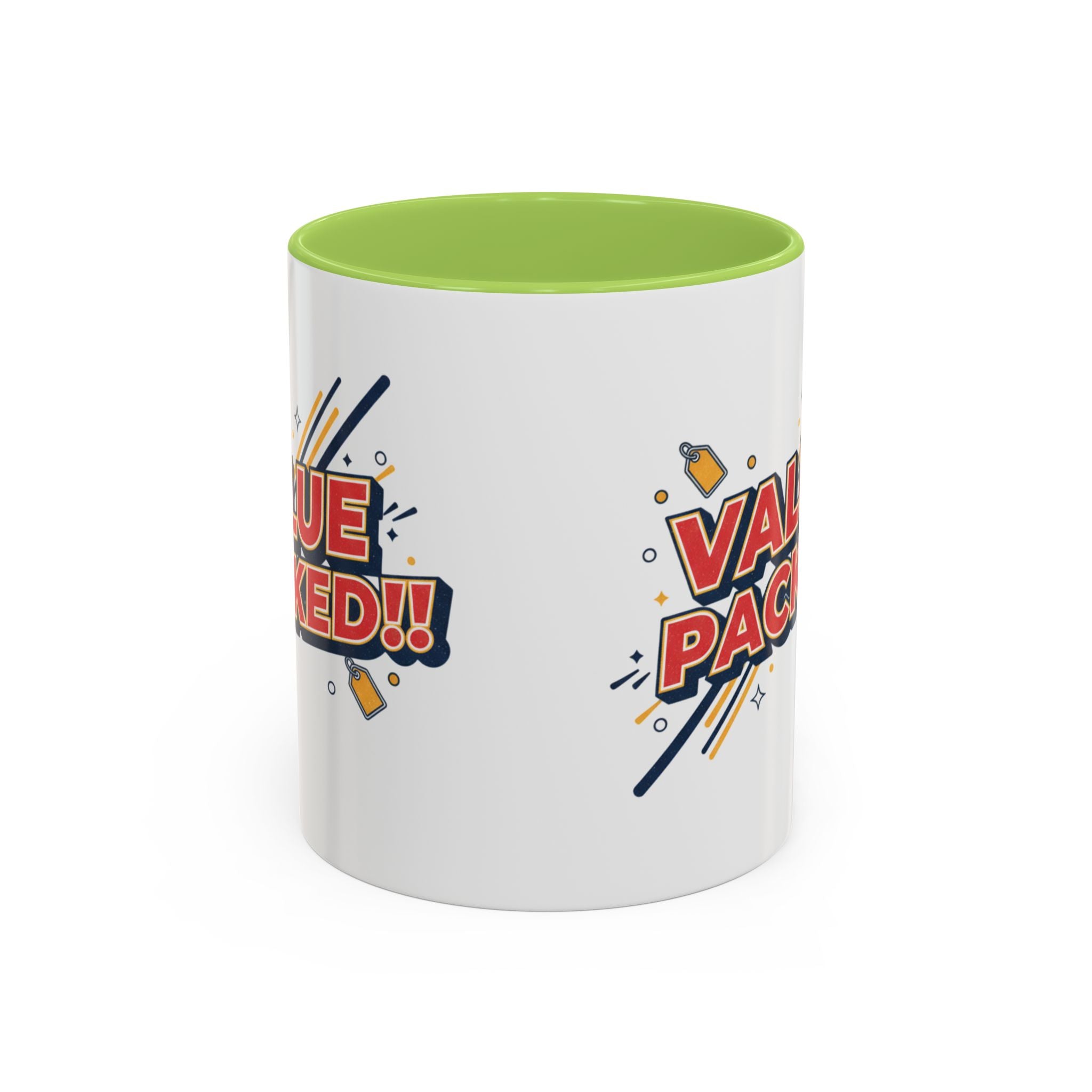 Value Packed!! Accent Coffee Mug — Bold Retro Comic Graphic (11/15 oz)