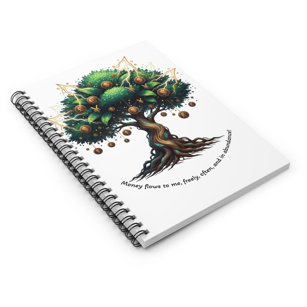 Tree of Abundance Spiral Notebook — Affirmation Ruled Journal for Money Mindset