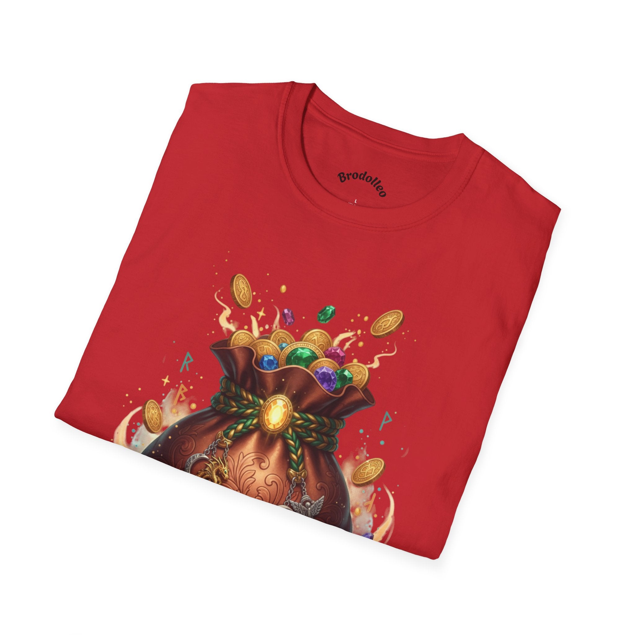 Treasure Pouch T-Shirt — Gold Coins & Gems Fantasy Graphic Tee