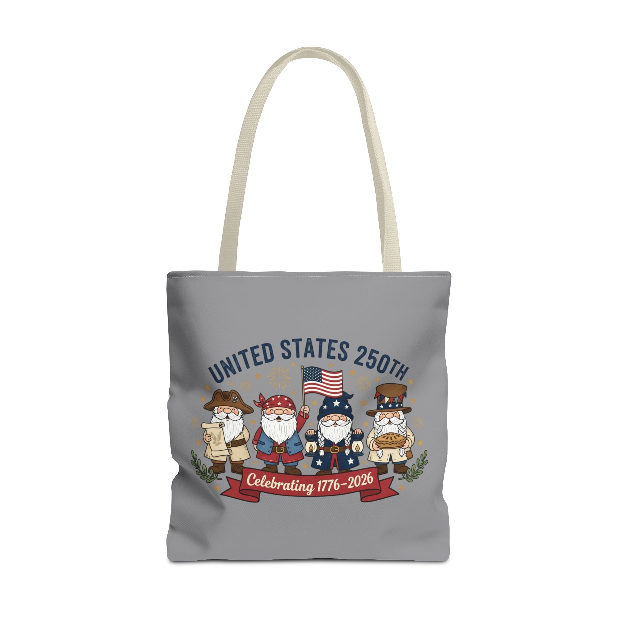 United States 250th Tote Bag — Celebrating 1776–2026 Patriotic Gnome Design