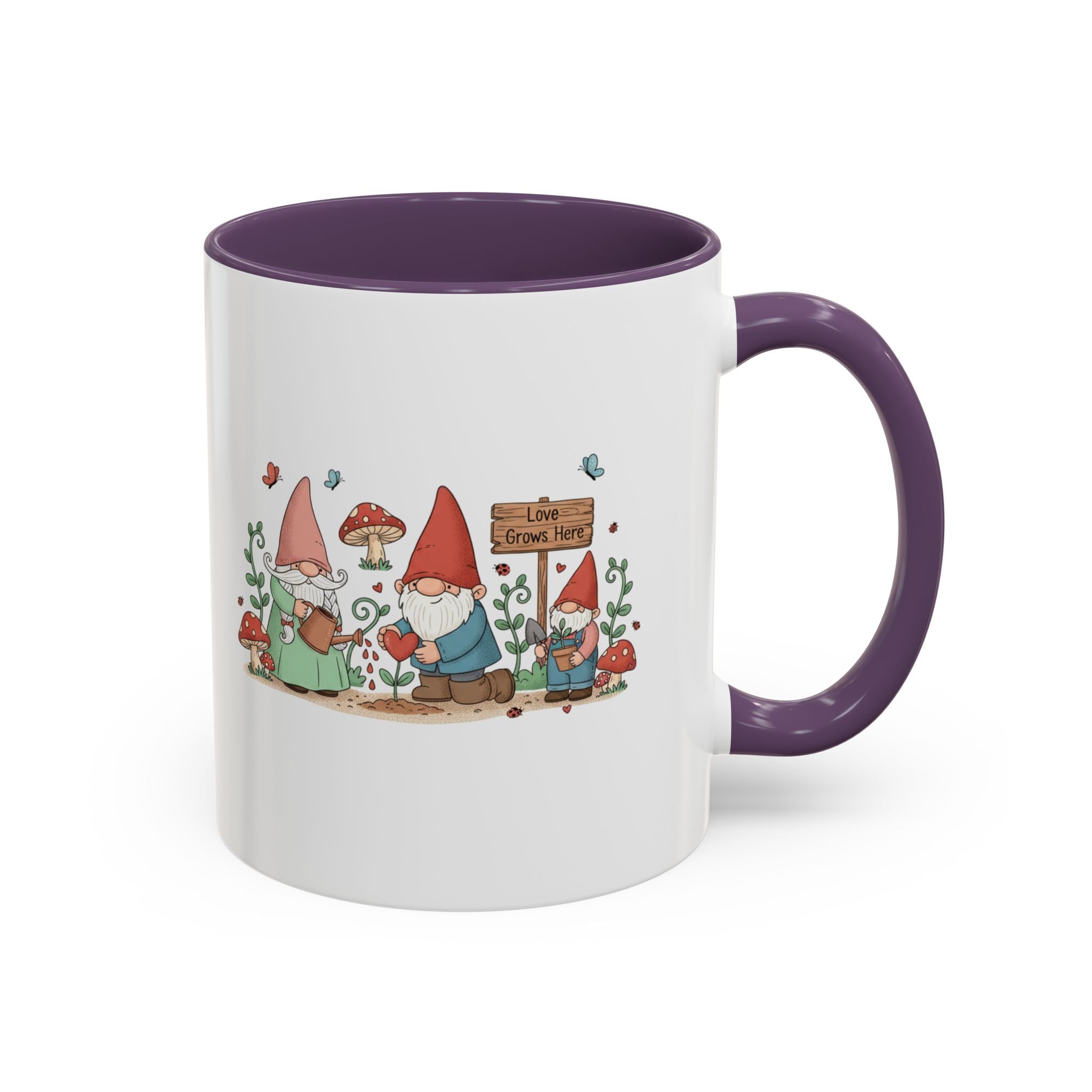 Gnome Garden Coffee Mug — Cute ‘Love Grows Here’ Accent Mug