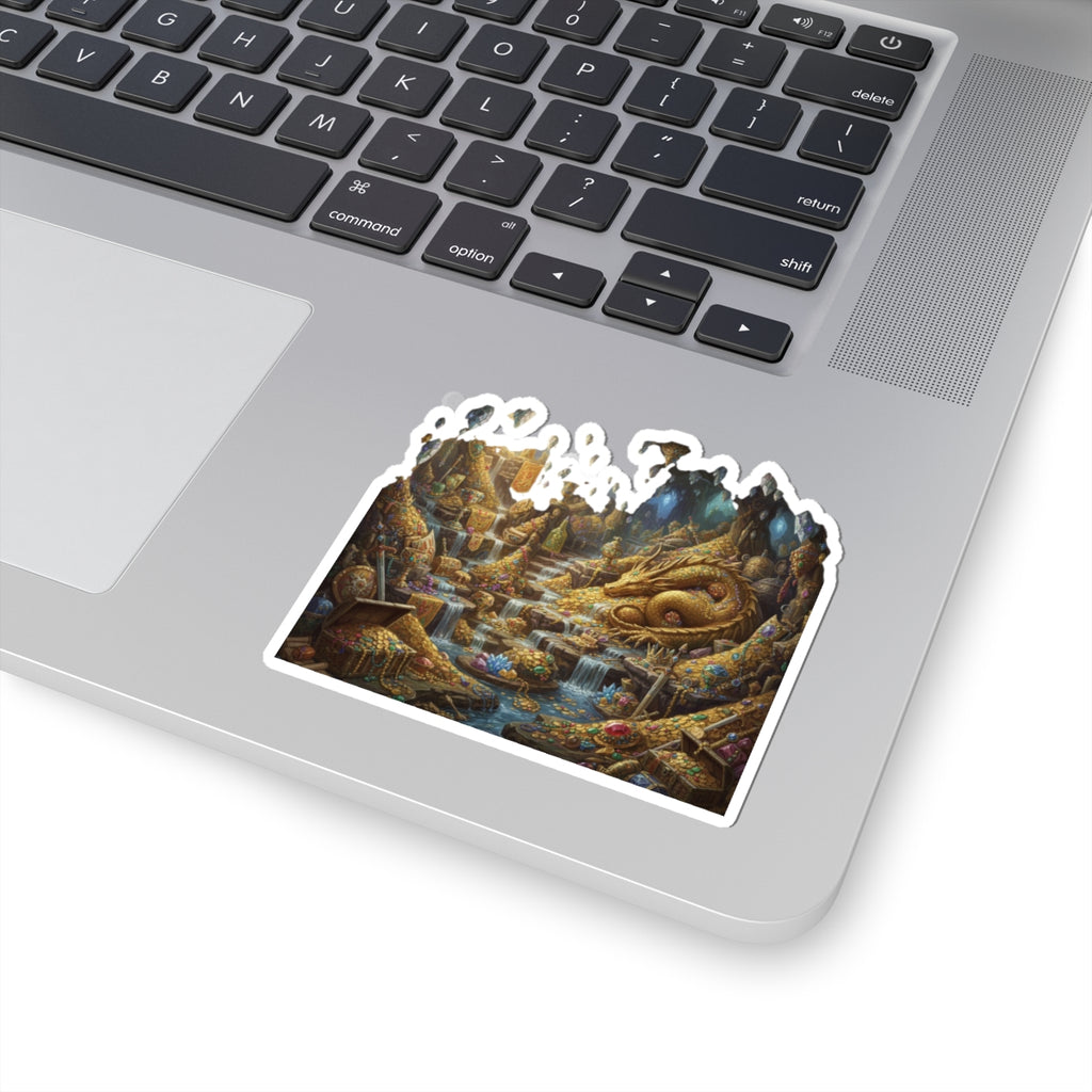 Abundant Wealth Sticker — Dragon Treasure Kiss-Cut Sticker for Laptops & Journals