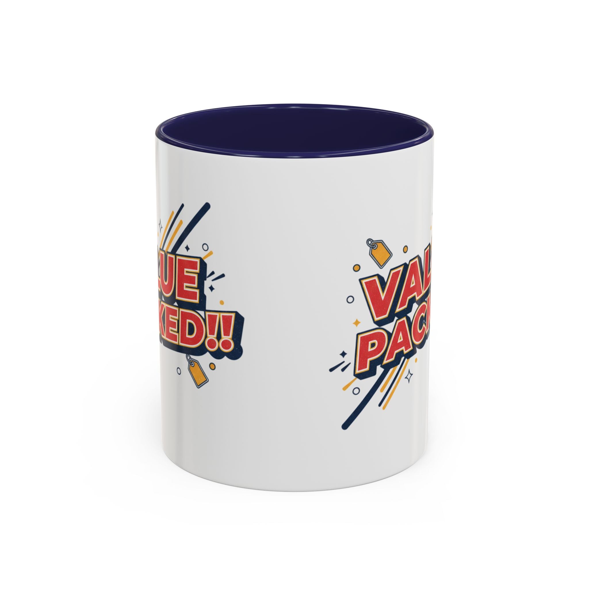 Value Packed!! Accent Coffee Mug — Bold Retro Comic Graphic (11/15 oz)