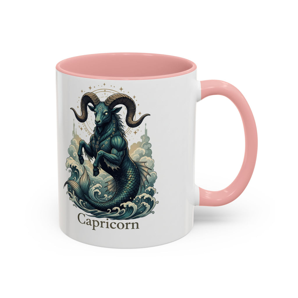 Capricorn Sea-Goat Accent Coffee Mug — Zodiac Astrology Ceramic Gift (11/15oz)