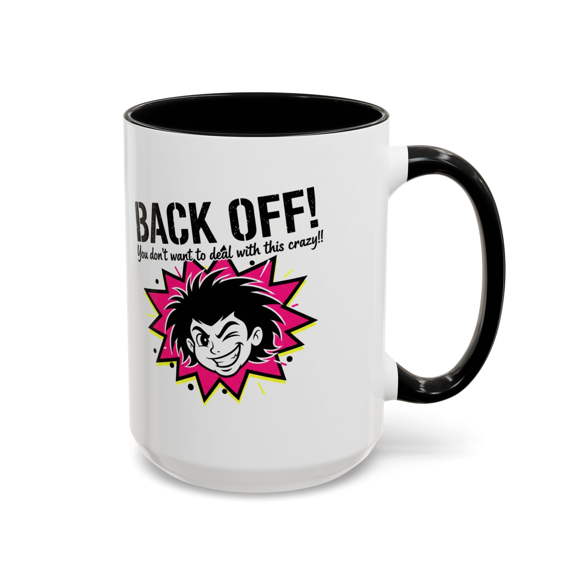 Back Off! Funny Cartoon Face Accent Coffee Mug — 11/15oz