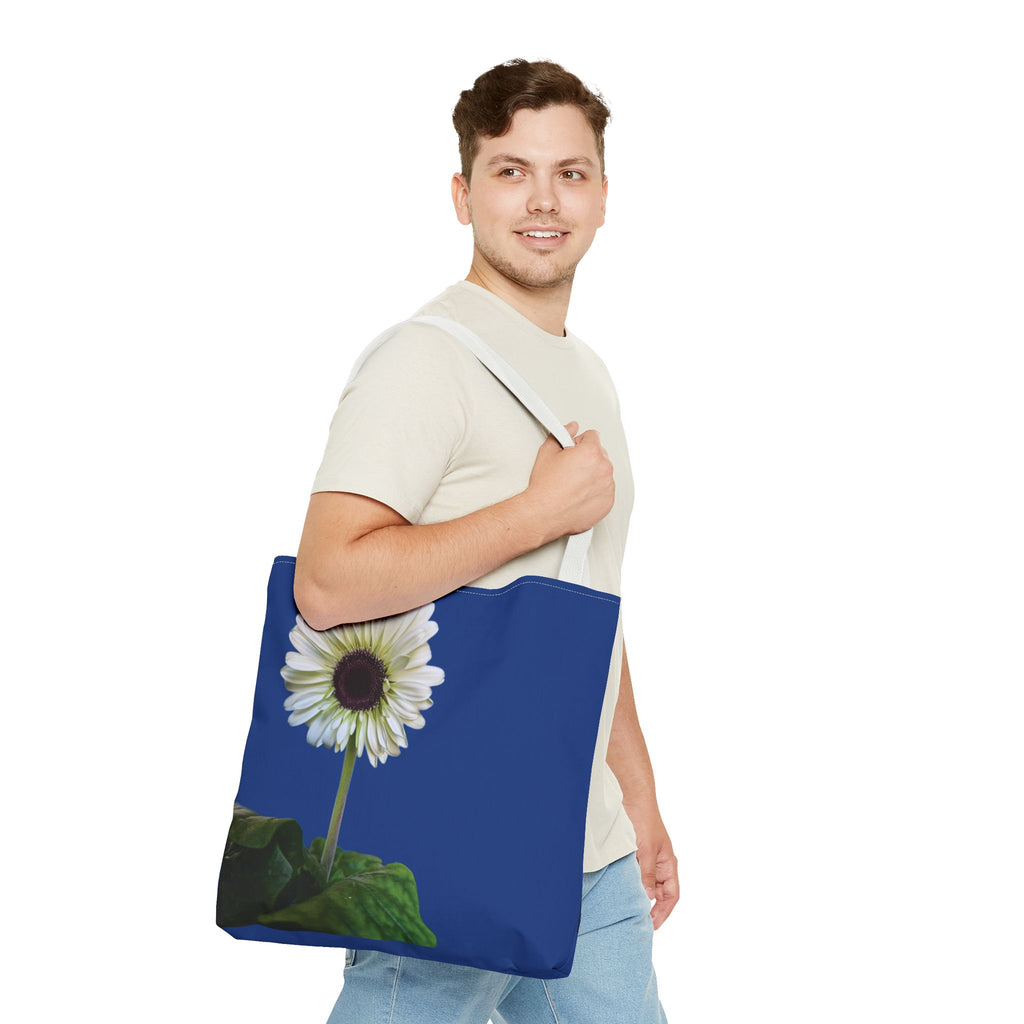 Daisy Print Tote Bag — White Floral All-Over-Print Canvas Tote
