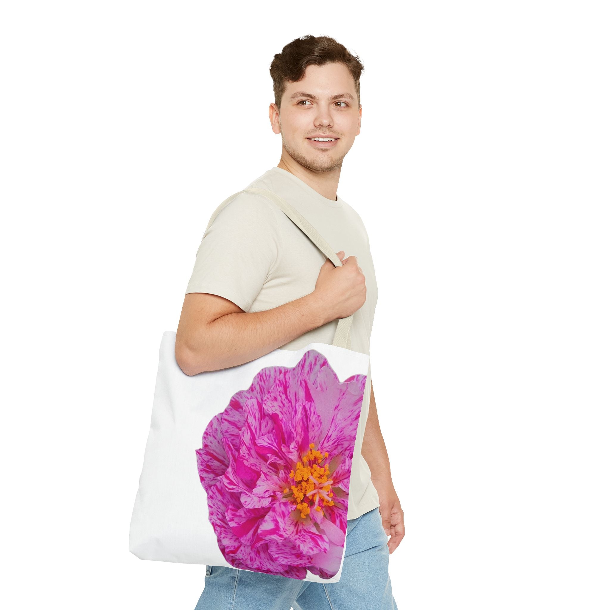 Pink Peony Floral Tote Bag — Bright Bloom All-Over Print