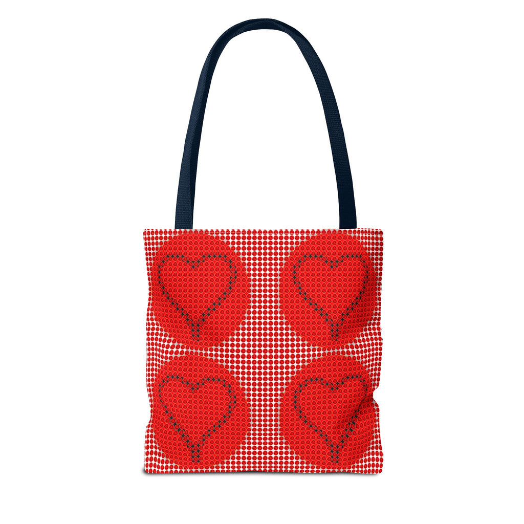 Heart Pattern Tote Bag — Red Valentine All-Over Print Canvas Tote
