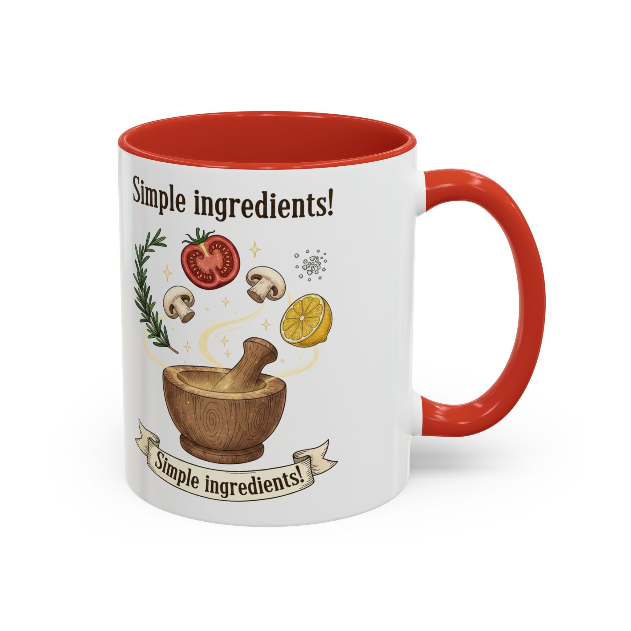 Simple Ingredients Coffee Mug — Cute Kitchen Mortar & Herbs Ceramic Accent Mug