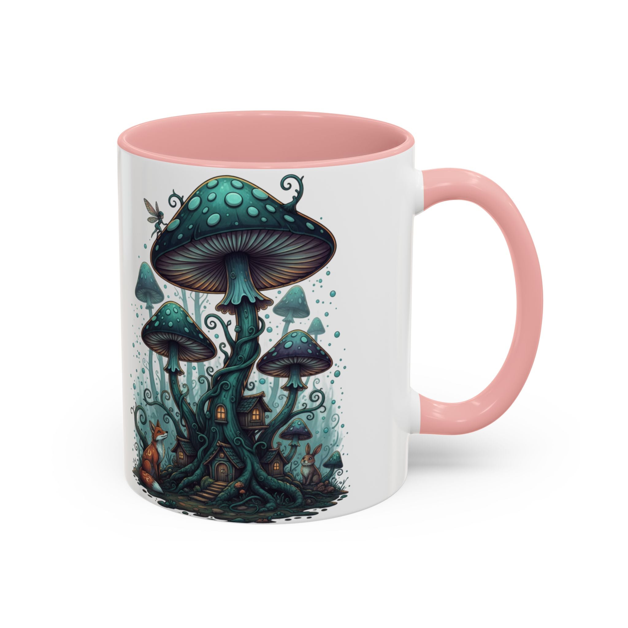 Enchanted Mushroom Cottage Coffee Mug — Fantasy Forest Accent Mug