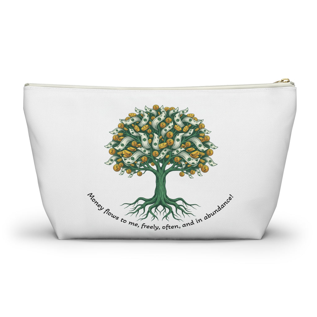 Money Tree Accessory Pouch — "Money Flows to Me, Freely, Often" Cosmetic Bag