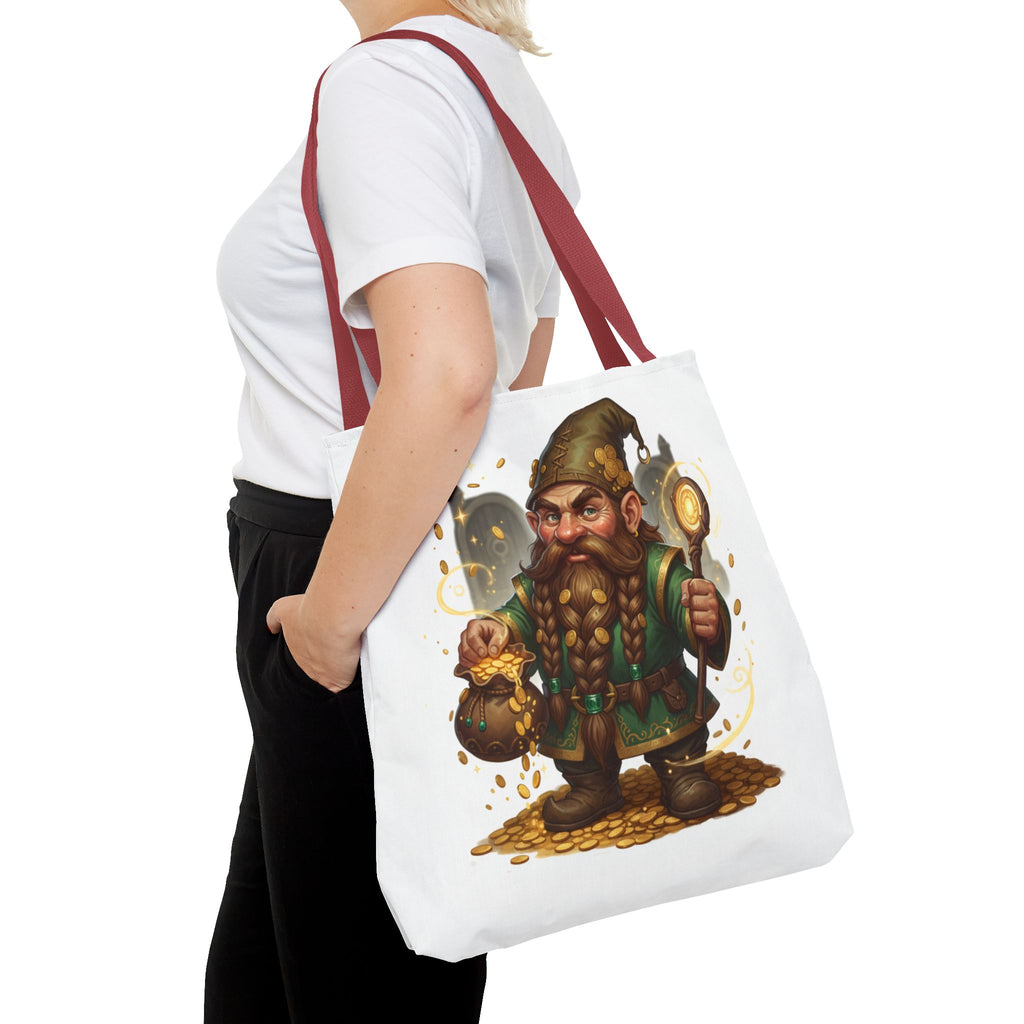 Gnome Goldkeeper Tote Bag – Fantasy Dwarf Coin Lover All-Over Print Tote