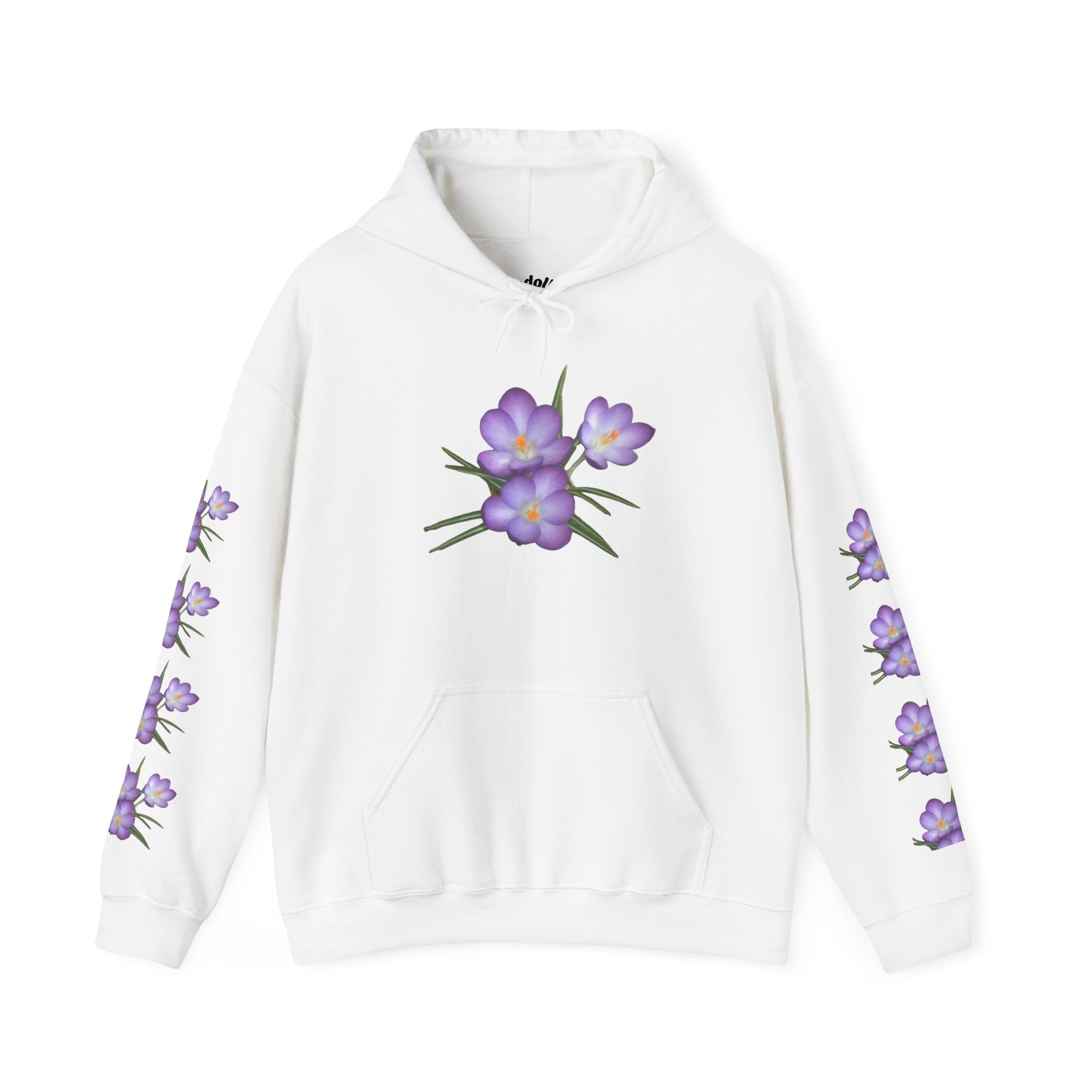 Purple Crocus Floral Hoodie — Spring Flower Graphic Sweatshirt