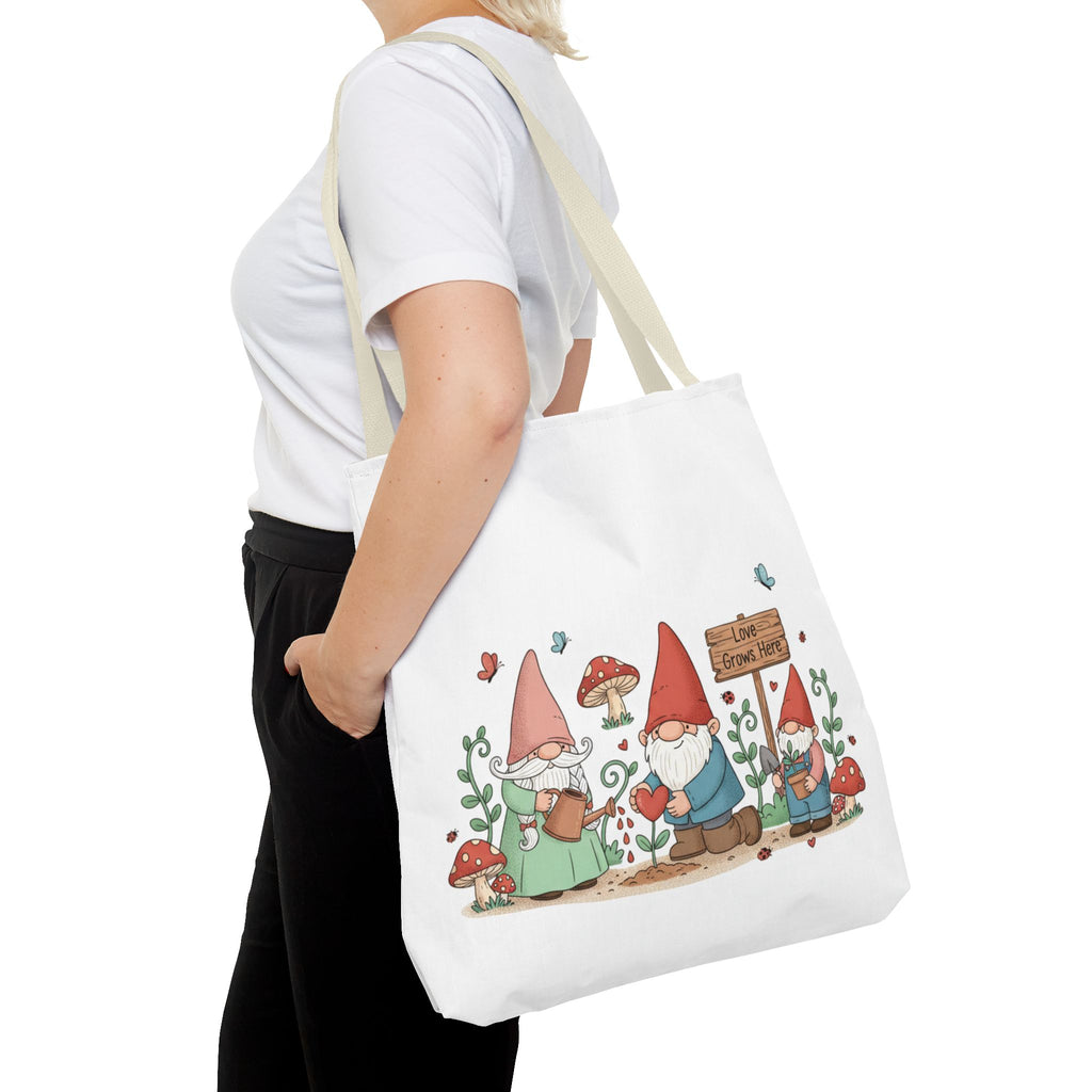 Gnome Garden Tote Bag – Cute Mushroom Gnomes All-Over Print