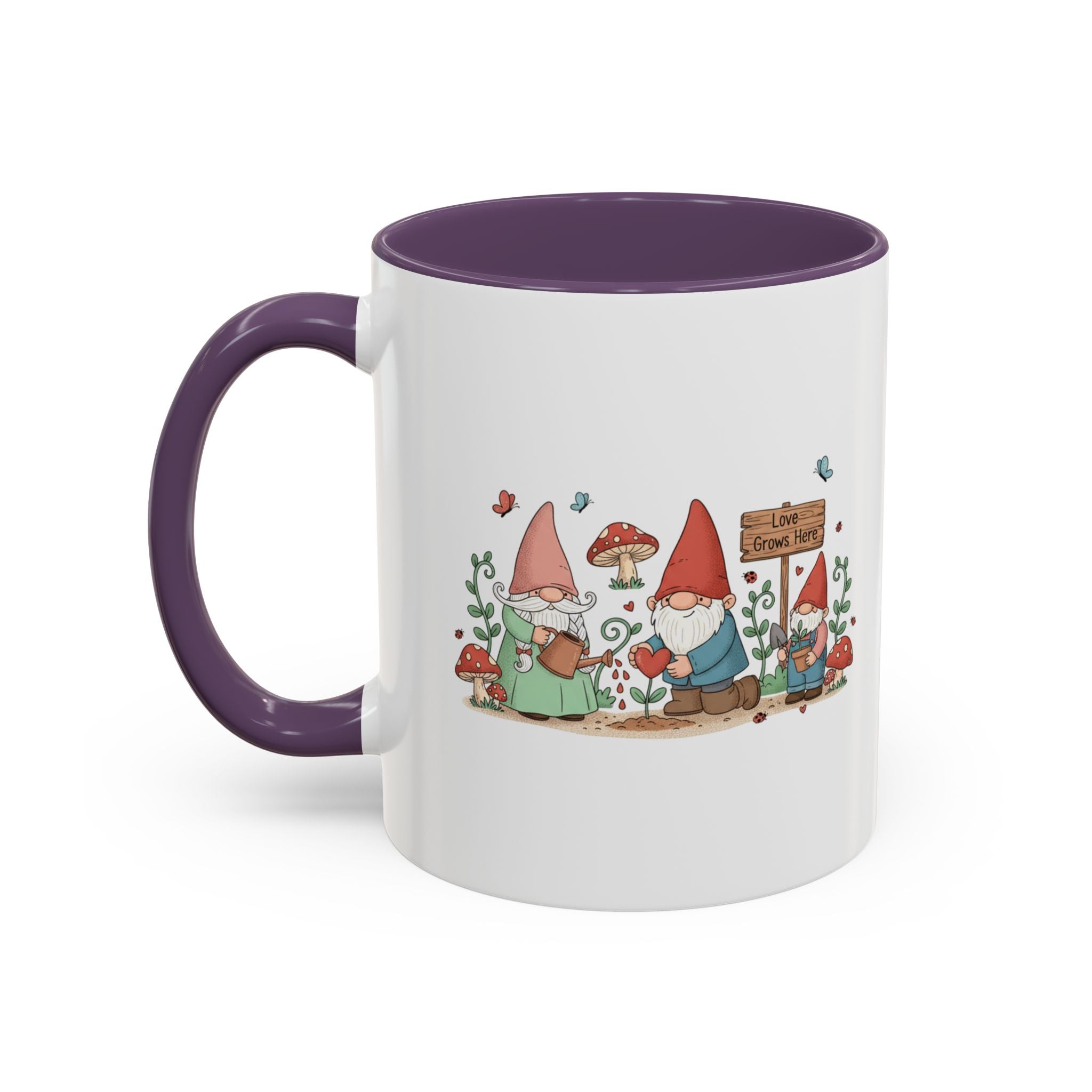 Gnome Garden Coffee Mug — Cute ‘Love Grows Here’ Accent Mug