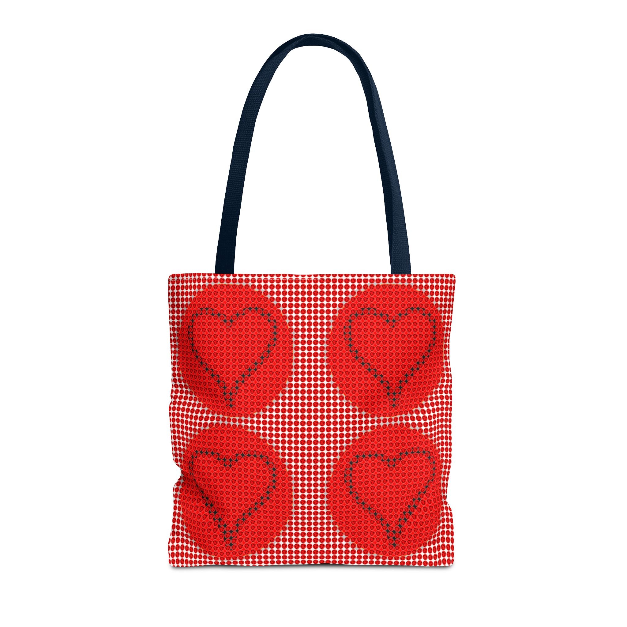 Heart Pattern Tote Bag — Red Valentine All-Over Print Canvas Tote