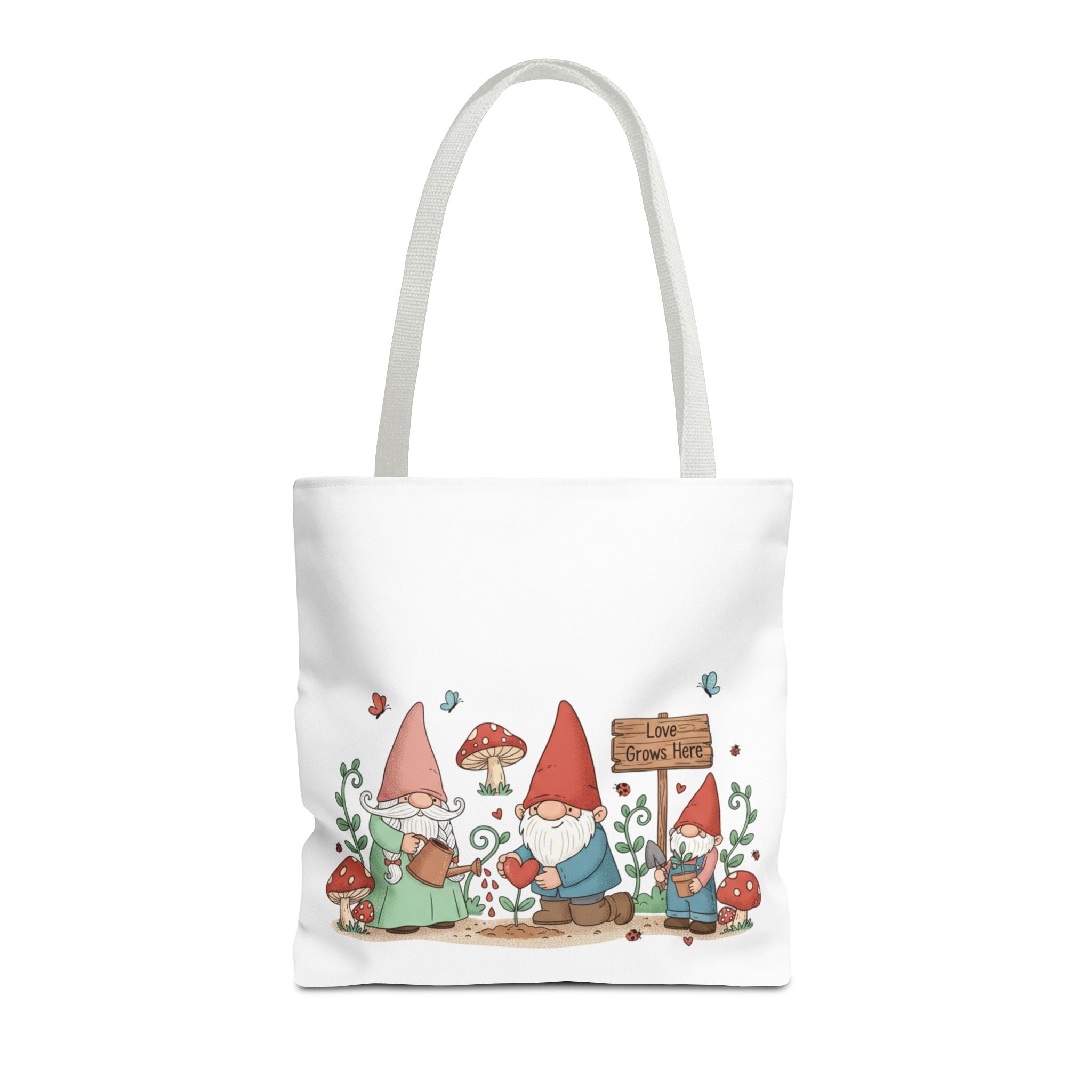 Gnome Garden Tote Bag – Cute Mushroom Gnomes All-Over Print
