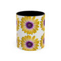 Yellow Purple Daisy Accent Coffee Mug – Floral Pattern 11/15oz