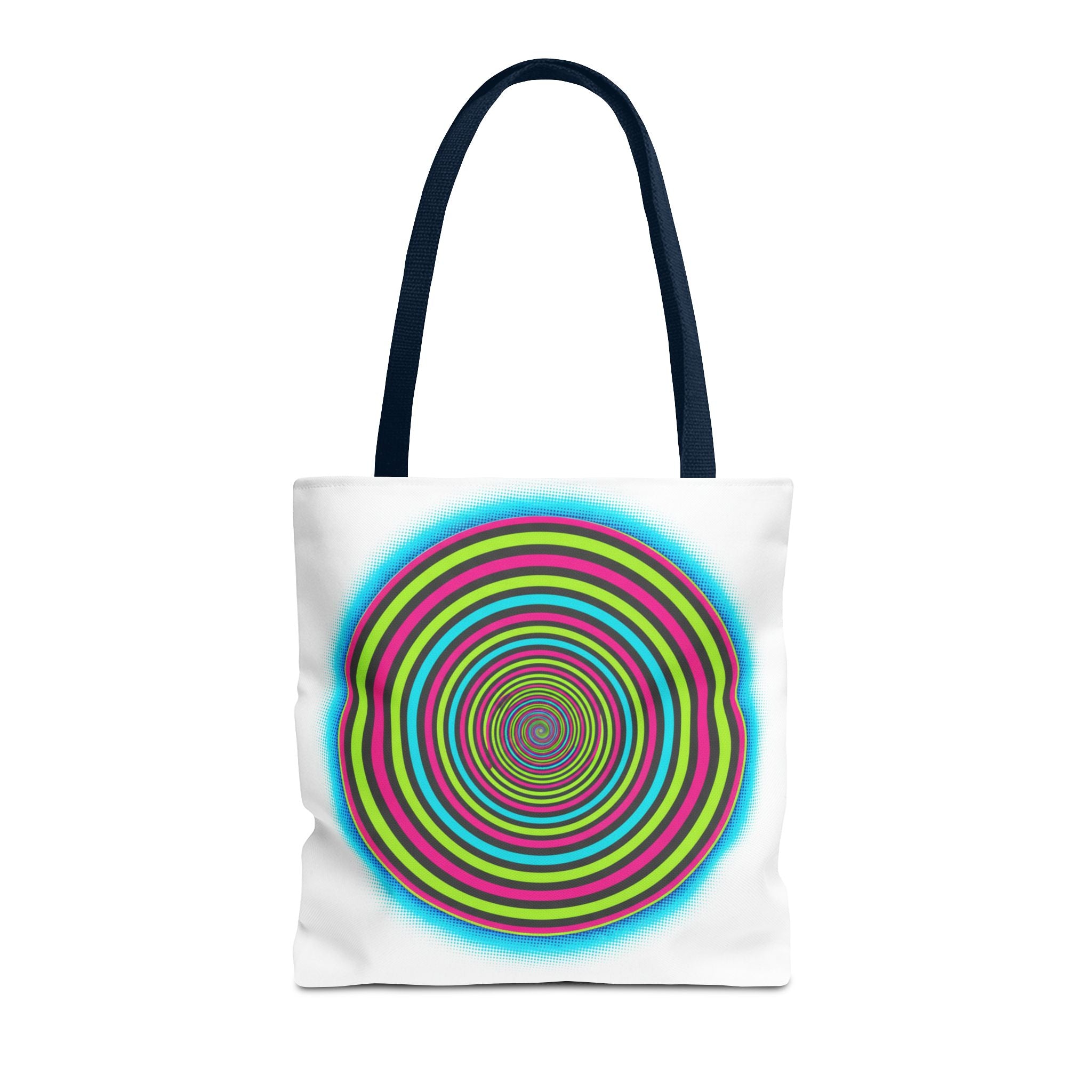 Psychedelic Spiral Tote Bag — Colorful Vortex All-Over Print Tote