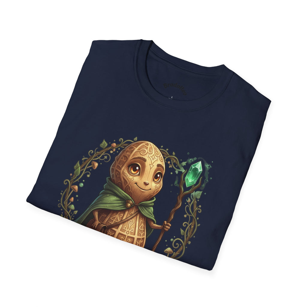 Fantasy Forest Wizard T-Shirt — Cute Turtle Mage with Emerald Staff