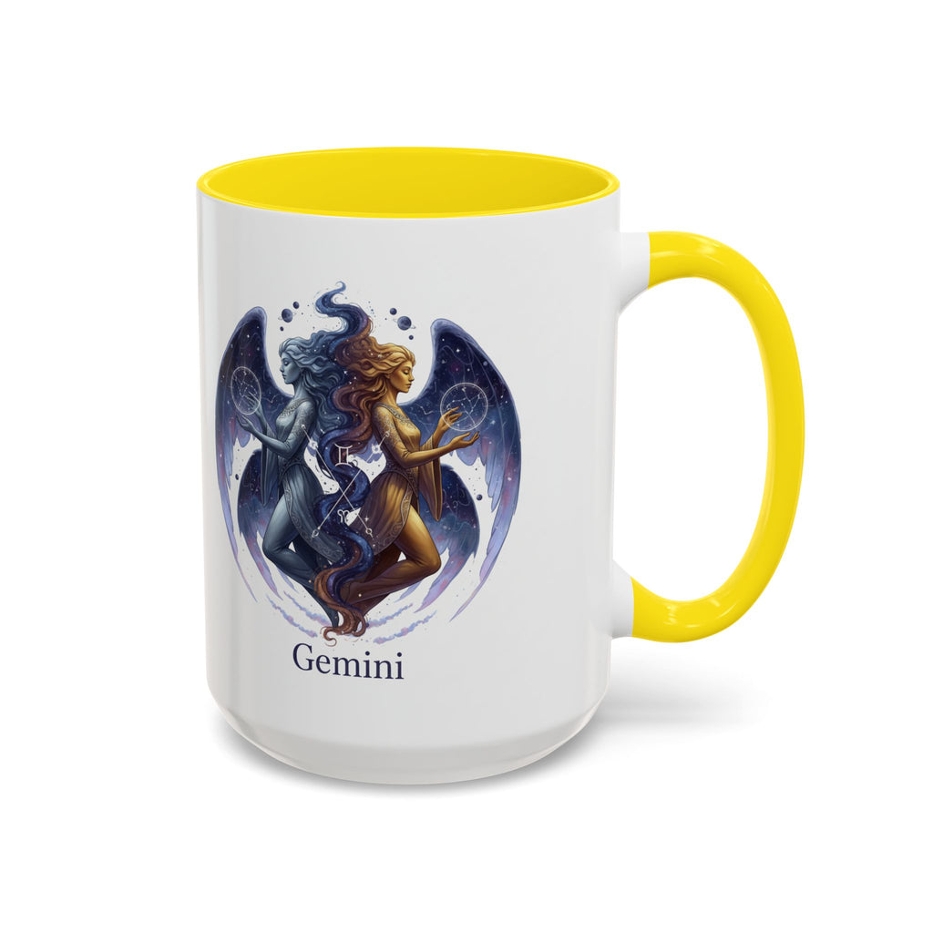 Gemini Zodiac Coffee Mug — Twin Stars Astrology Accent Mug (11/15oz)