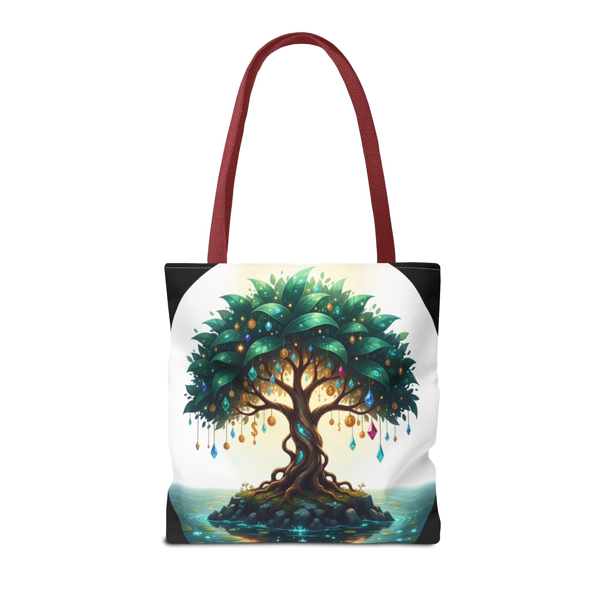 Enchanted Tree Tote Bag - Mystical Gem-Decorated Tree All-Over Print