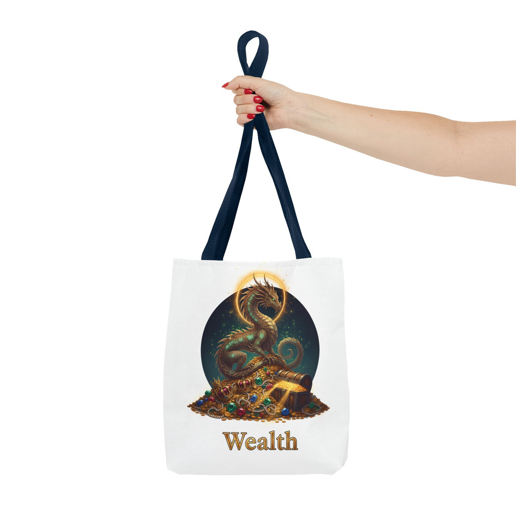 Wealth Dragon Tote Bag — Fantasy Dragon Treasure Illustration Tote
